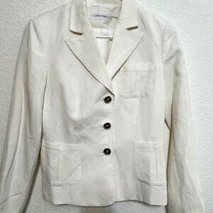 Calvin Klein Linen Blend Jacket and Pants Set- Size 6- Off White